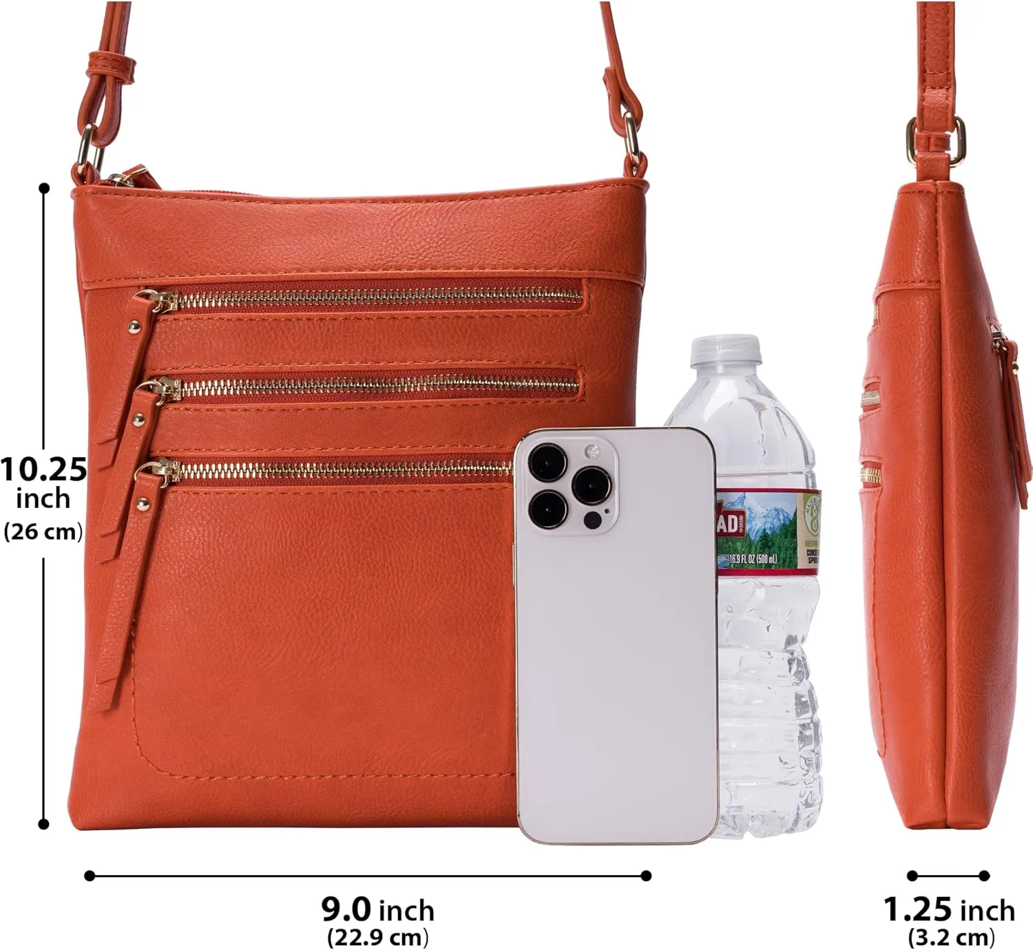Solene Crossbody Bag Functional Multi Pocket Messenger Purse Top Zip Closure Shoulder Handbag With Adjustable Strap