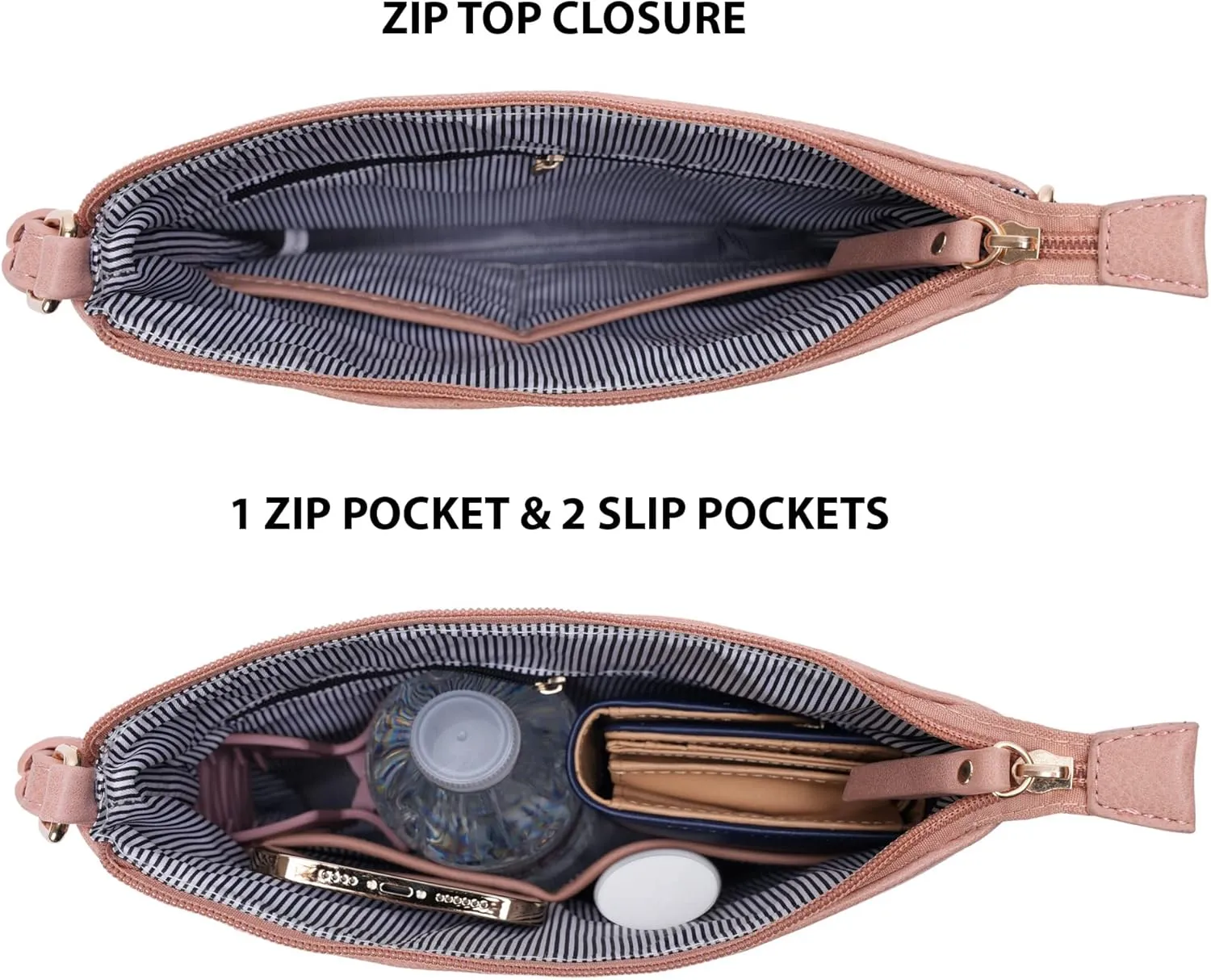 Solene Crossbody Bag Functional Multi Pocket Messenger Purse Top Zip Closure Shoulder Handbag With Adjustable Strap