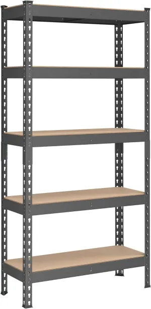 SONGMICS 5-Tier Storage Shelves, Load 2310 lb, Garage Storage, Boltless Assembly, Adjustable Shelving Unit, 11.8 x 29.5 x 59.1 Inches, for Study Shed Basement, Gray and Natural Beige UGLR300G01