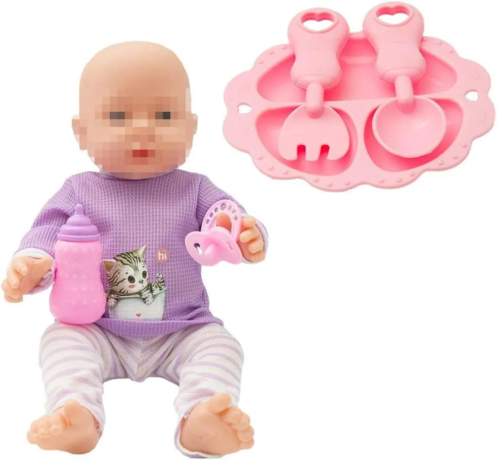 SOTOGO 34 Pieces Baby Doll Care Set Dolls Feeding and Changing Accessories Set Baby Dolls Accessories in Bag, Without Doll