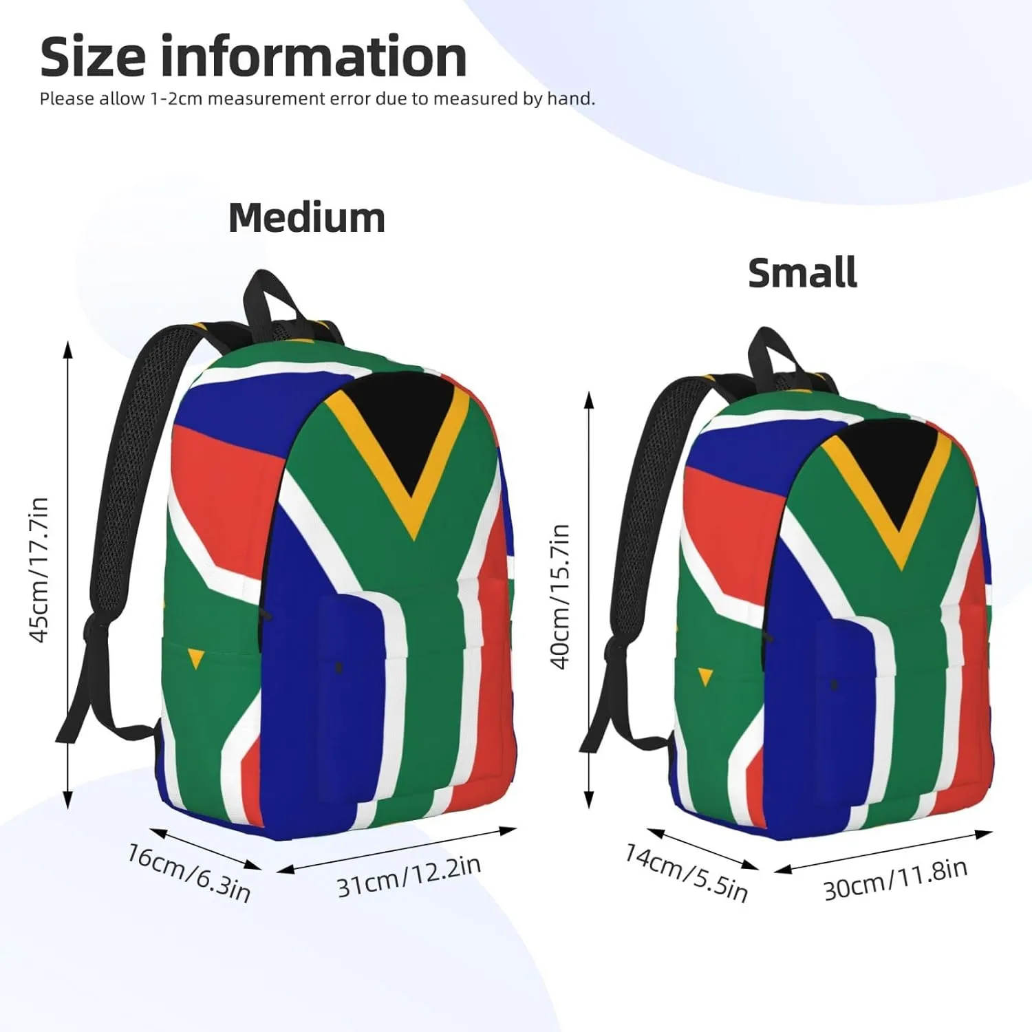 South African flag print Laptop Backpack for Women Men,Bookbag Casual Daypackfor College Work for Travel Computer
