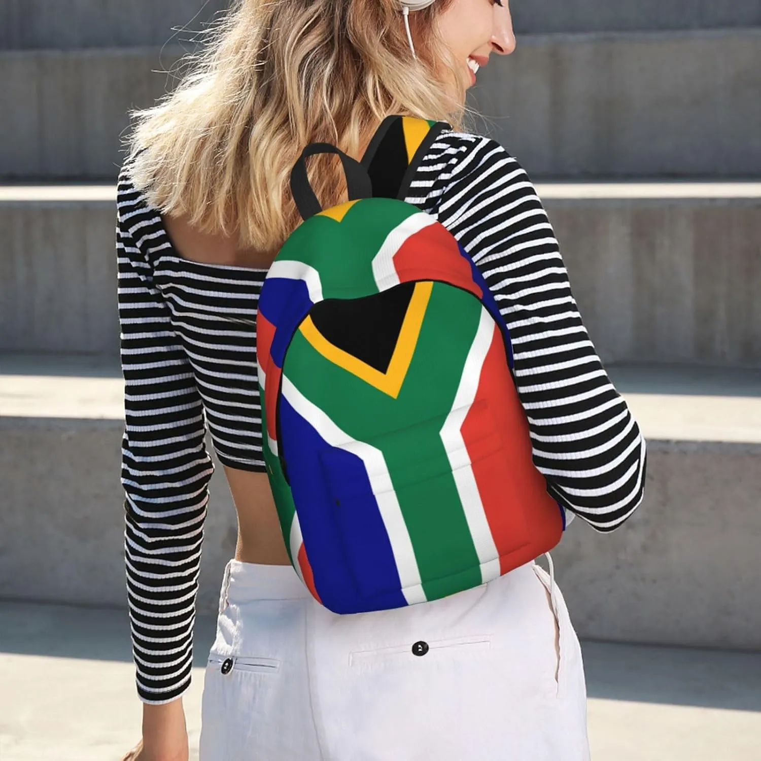 South African flag print Laptop Backpack for Women Men,Bookbag Casual Daypackfor College Work for Travel Computer