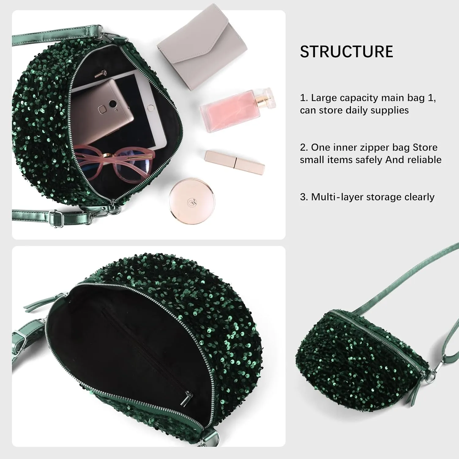 Sparkly Sequin Fanny Packs Glitter Waist Packs with Adjustable Strap for Women Girls Unisex