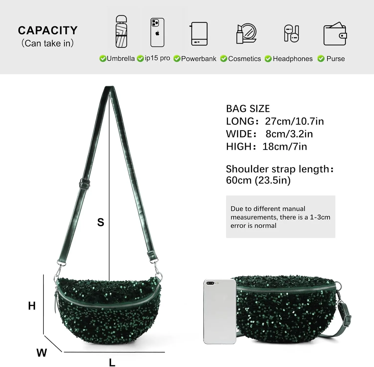 Sparkly Sequin Fanny Packs Glitter Waist Packs with Adjustable Strap for Women Girls Unisex