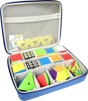 Speed Cube Hard EVA Case Bag Compatible with Shashibo/for Rubik’s/for Jurnwey/for Roxenda Brain Teaser Fidget Toy. Storage Travel Holder for Cube Puzzle Travel Game (Case Only) (Blue)