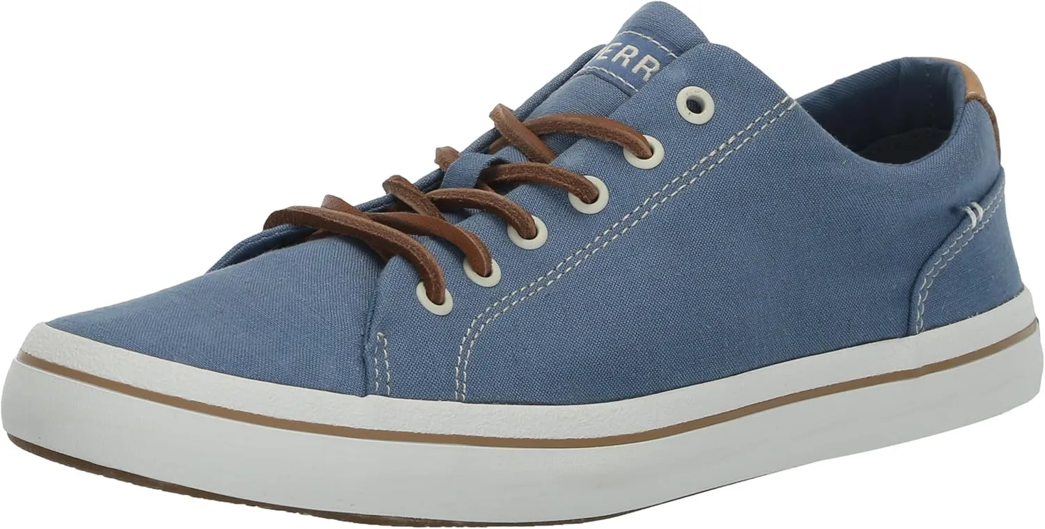 Sperry Mens Shoes Men's Striper II Lace to Toe Seasonal Sneaker, Blue Linen, 8
