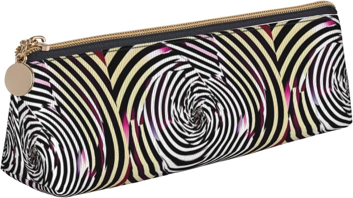 spiral optical illusion gif print Triangle Box Multi functional Makeup Bag, Office Travel and Daily Stationery Storage