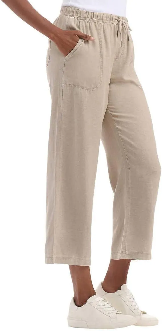 Splendid Women's Linen Blend Cropped Wide Leg Drawstring Pant