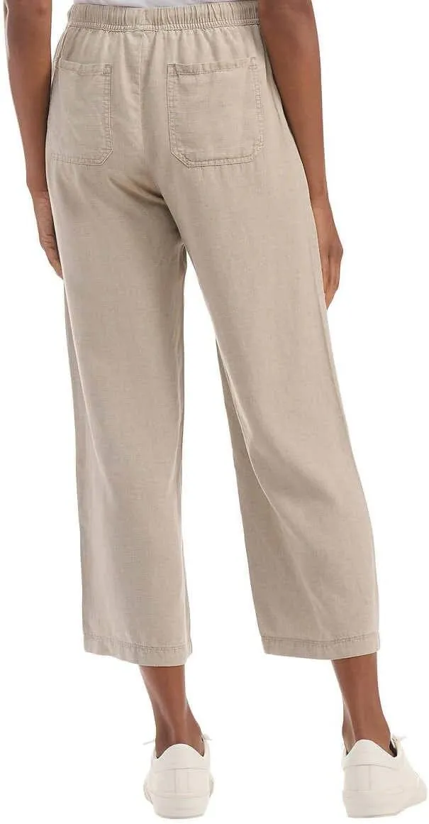 Splendid Women's Linen Blend Cropped Wide Leg Drawstring Pant