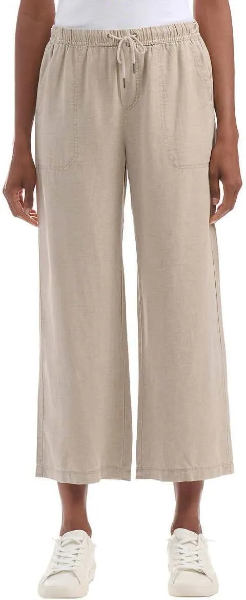 Splendid Women's Linen Blend Cropped Wide Leg Drawstring Pant