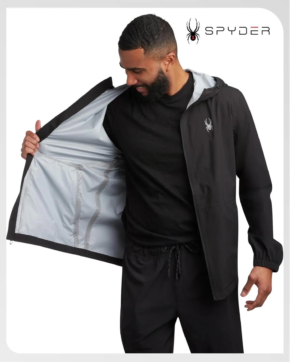 Spyder Mens Rain Jacket - Waterproof Lightweight Hooded Windbreaker, Outerwear Jacket for Golf, Hiking and Outdoor (S-XL)