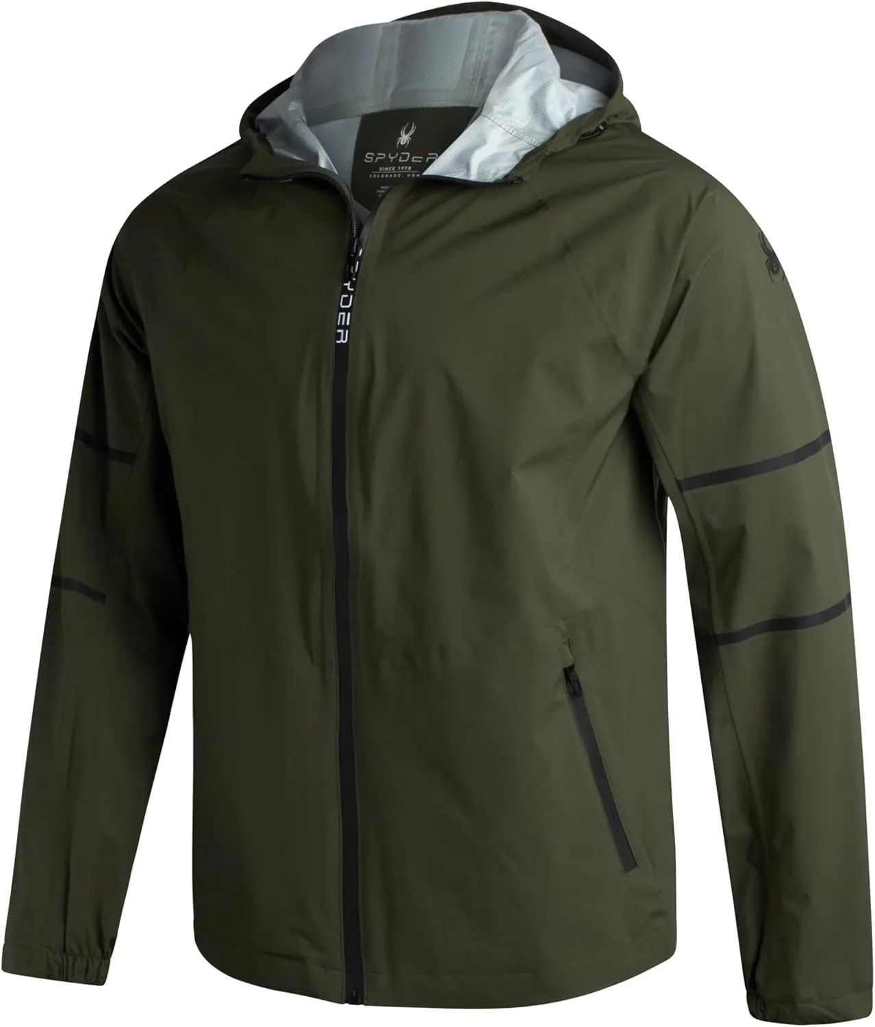 Spyder Mens Rain Jacket - Waterproof Lightweight Hooded Windbreaker, Outerwear Jacket for Golf, Hiking and Outdoor (S-XL)