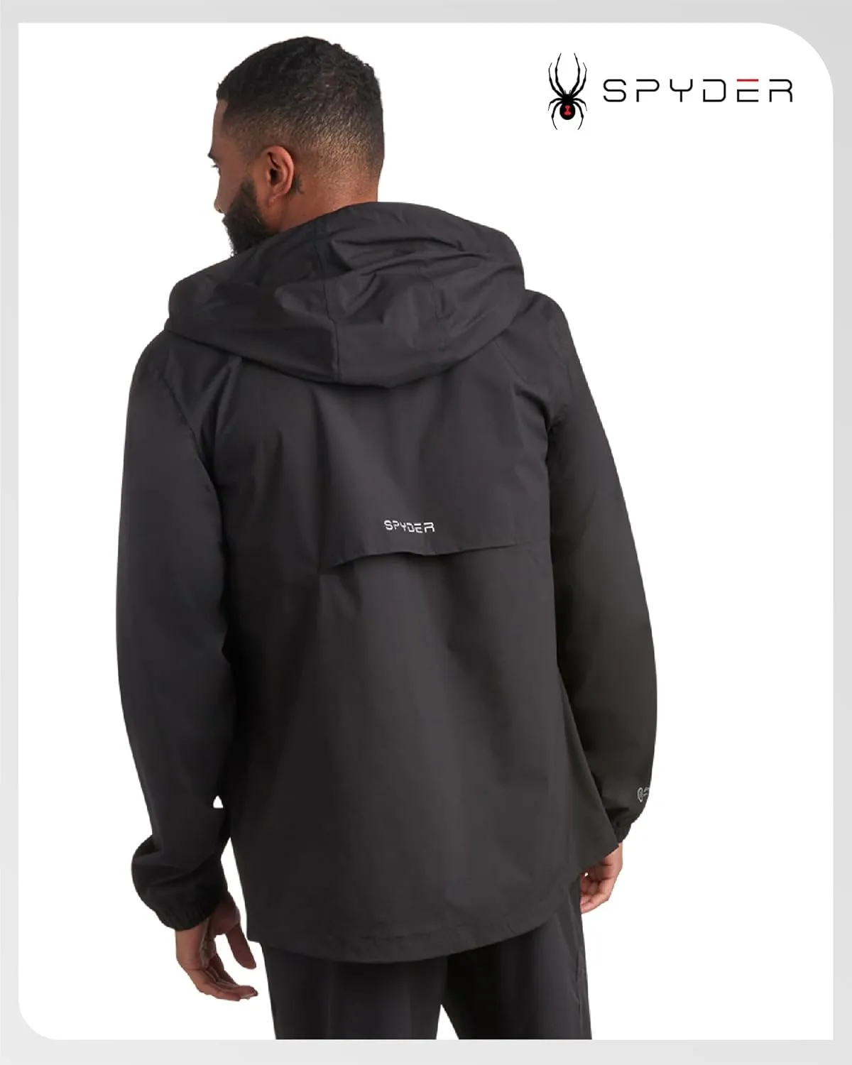 Spyder Mens Rain Jacket - Waterproof Lightweight Hooded Windbreaker, Outerwear Jacket for Golf, Hiking and Outdoor (S-XL)