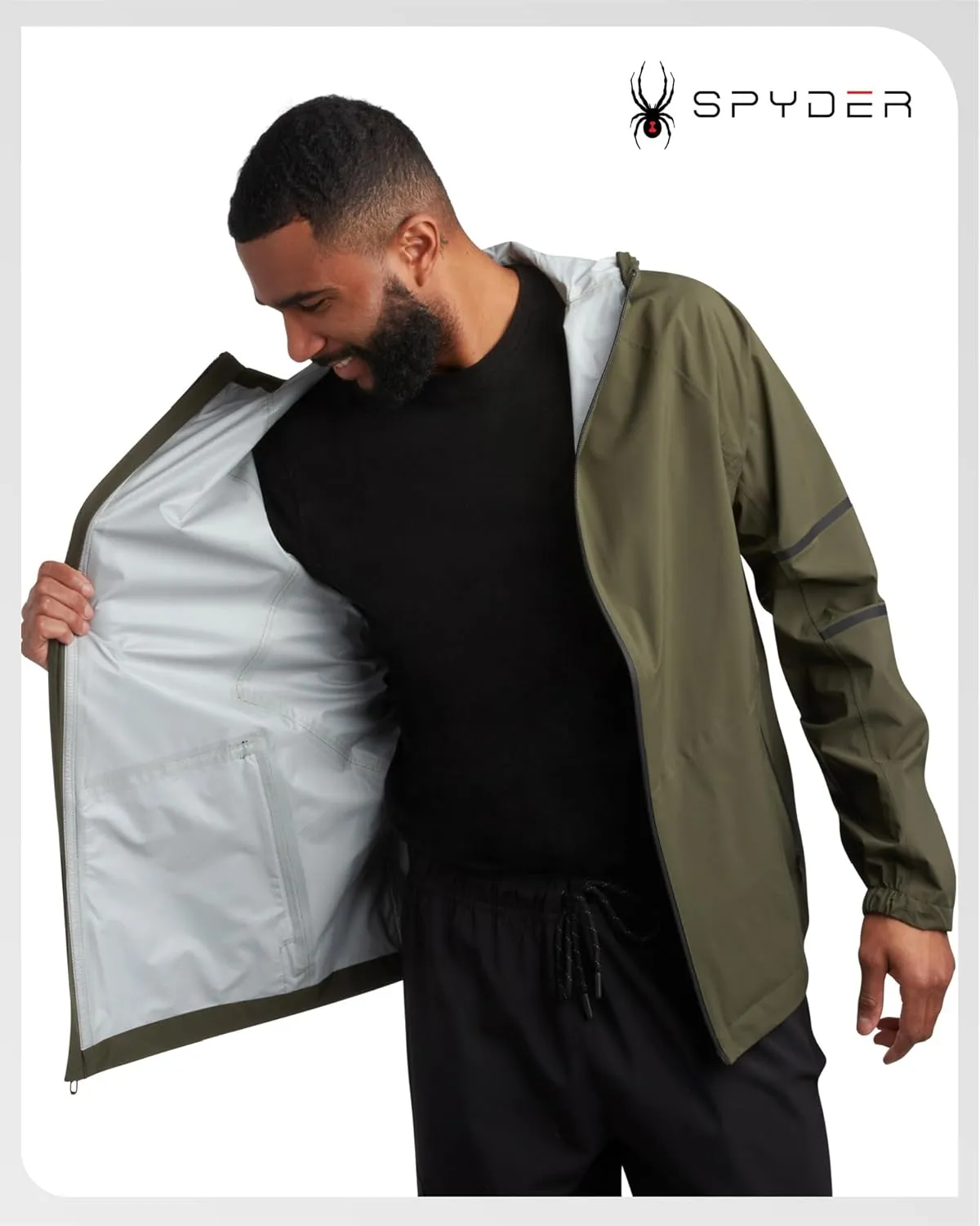 Spyder Mens Rain Jacket - Waterproof Lightweight Hooded Windbreaker, Outerwear Jacket for Golf, Hiking and Outdoor (S-XL)