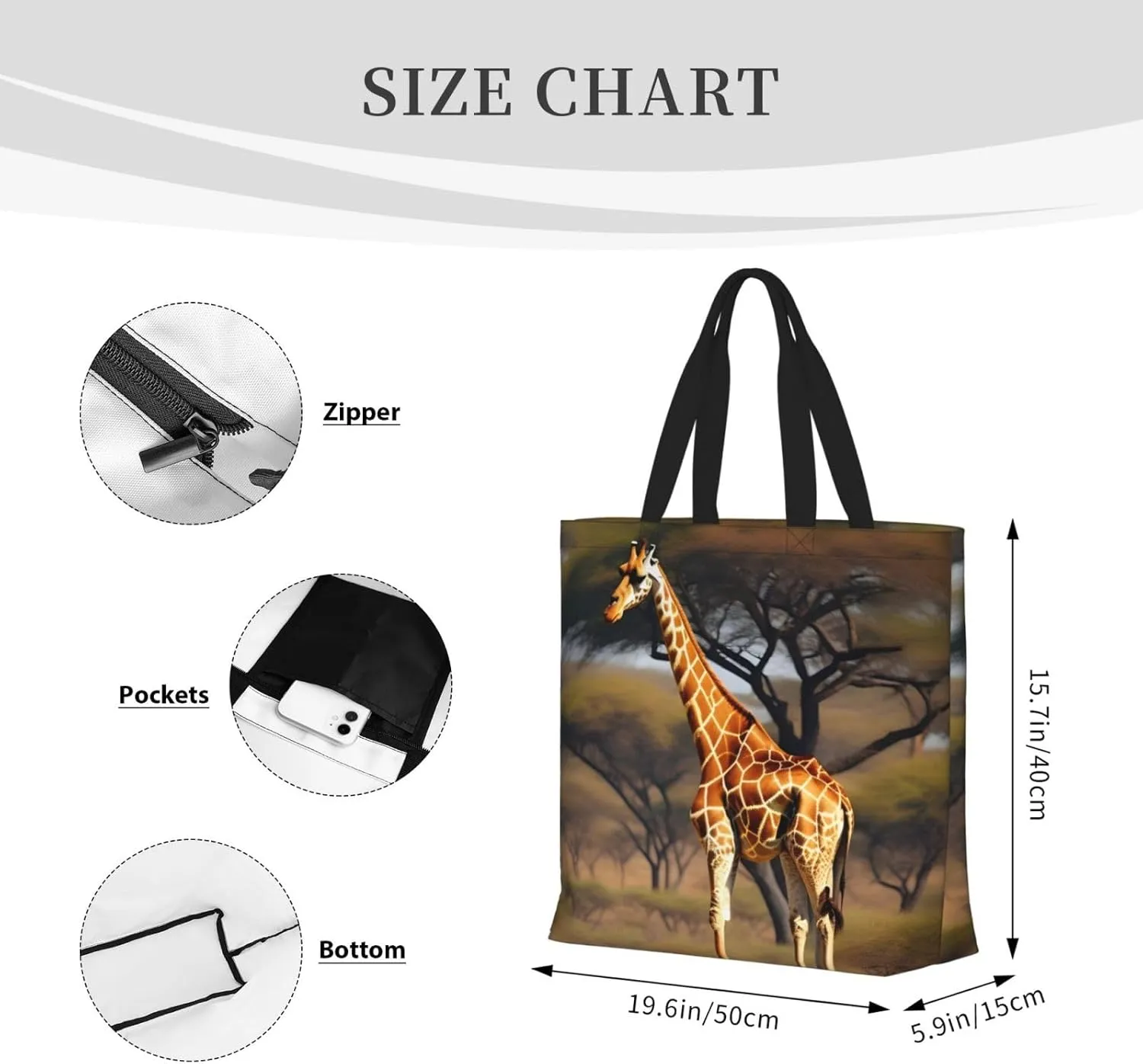 SSIMOO Cartoon Milk Cow Trendy Fashion Shopping Bags,Zippered Convenience Bag,Shopping Tote And Shoulder Bag
