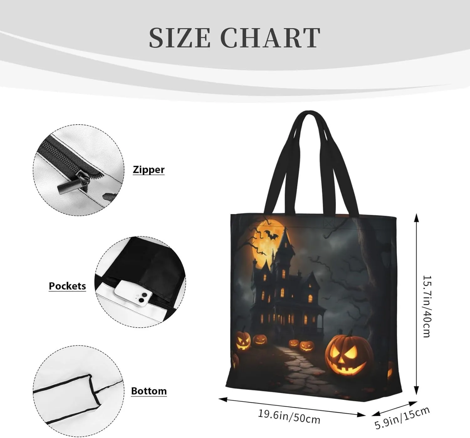 SSIMOO Paris Eiffel Tower Stylish Zipper Shopping Bags,Shoulder Bag,The Perfect Blend Of Style And Convenience
