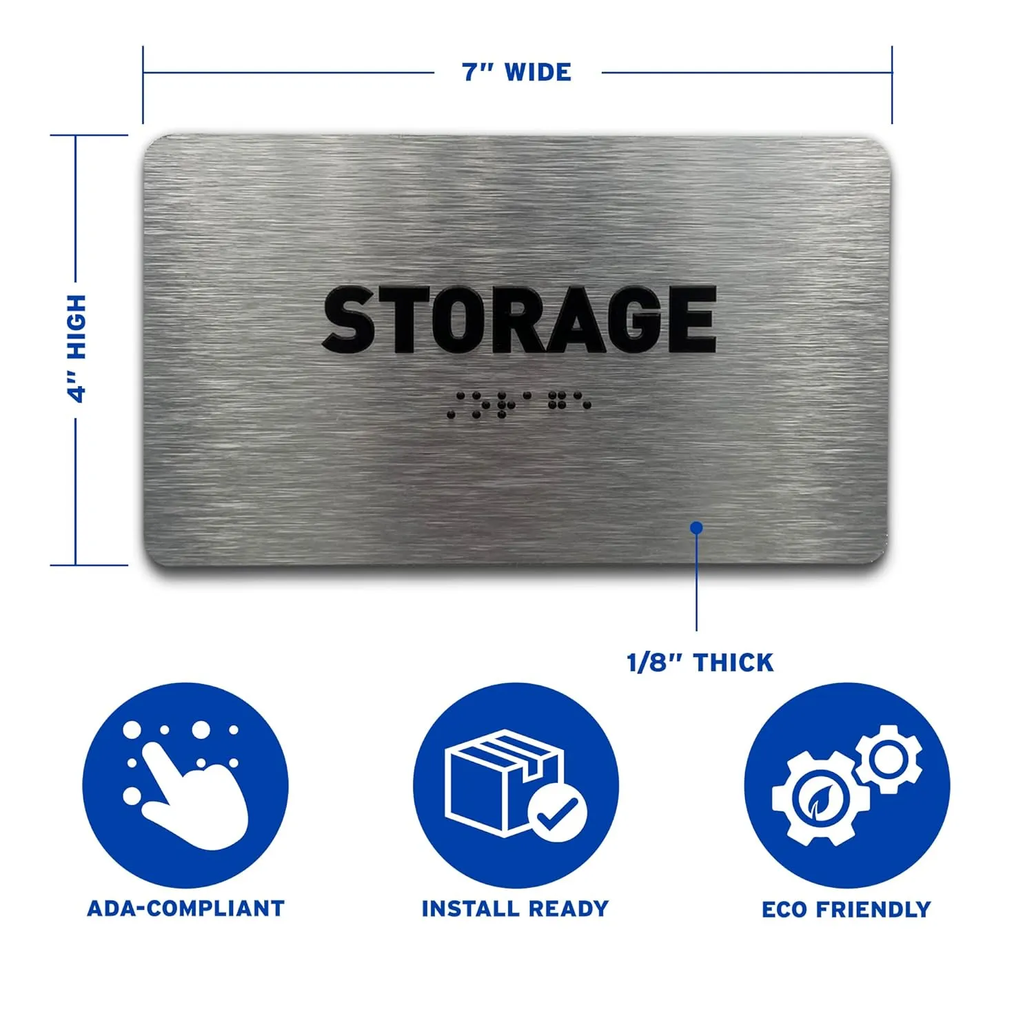 Staff Lounge Sign - ADA Compliant Utility Sign, Raised Letters, Grade 2 Braille, Brushed Aluminum, TCO Inspection Certified, Install Ready (7”W x 4”H)
