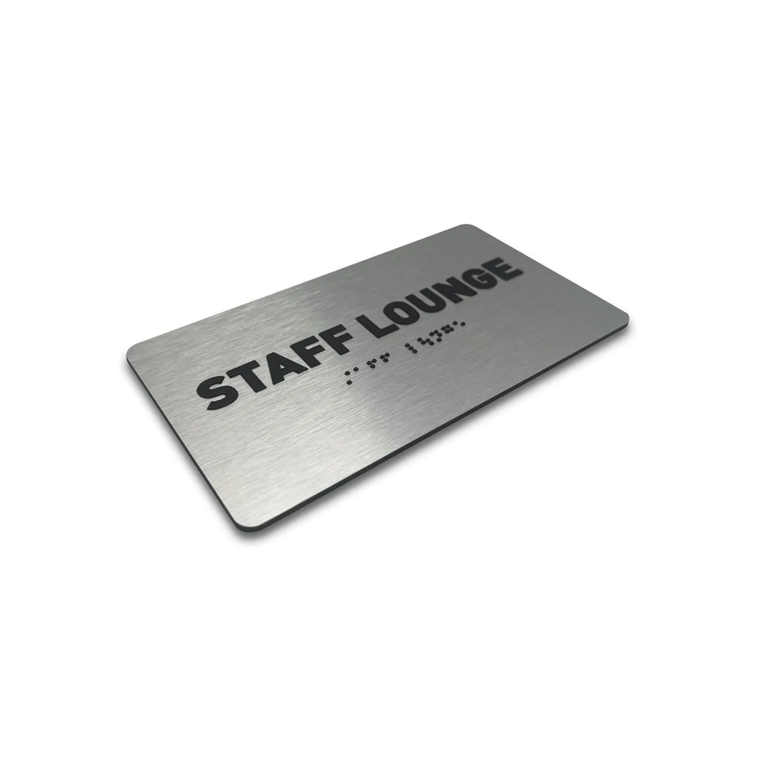 Staff Lounge Sign - ADA Compliant Utility Sign, Raised Letters, Grade 2 Braille, Brushed Aluminum, TCO Inspection Certified, Install Ready (7”W x 4”H)