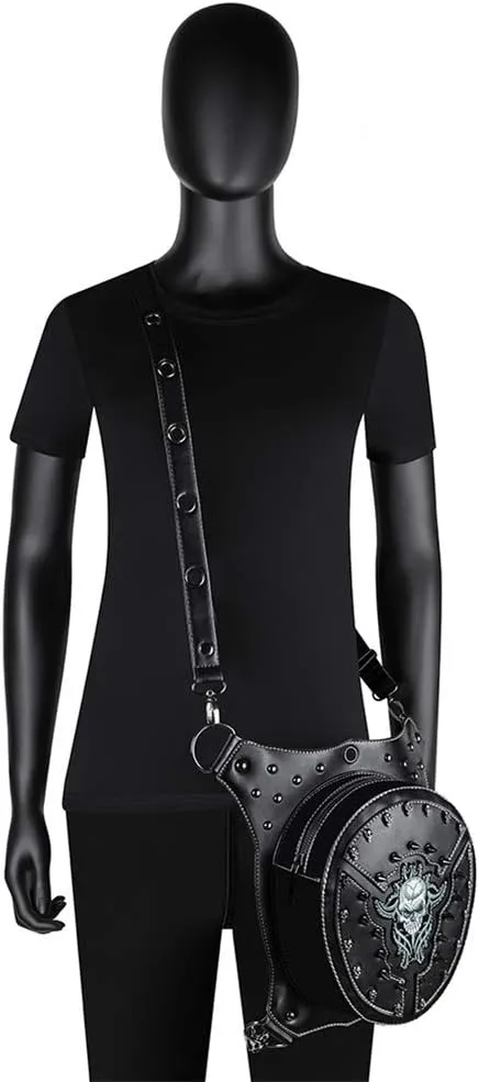 Steampunk Waist Bag Fanny Pack Fashion Gothic Leather Shoulder Crossbody Messenger Bags Thigh Leg Hip Holster Purse(WP-BG064)