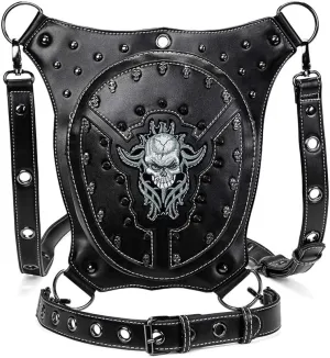 Steampunk Waist Bag Fanny Pack Fashion Gothic Leather Shoulder Crossbody Messenger Bags Thigh Leg Hip Holster Purse(WP-BG064)