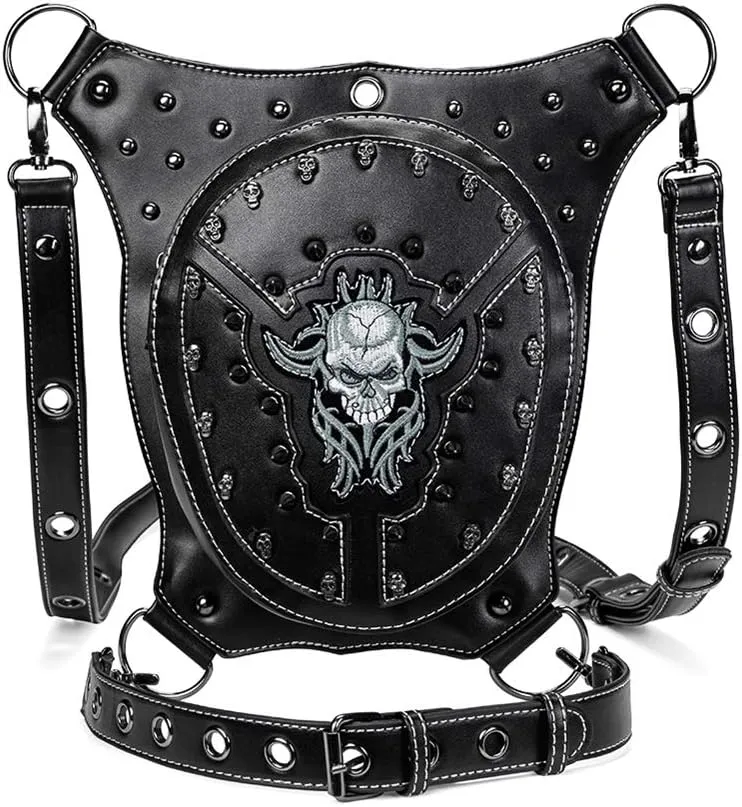 Steampunk Waist Bag Fanny Pack Fashion Gothic Leather Shoulder Crossbody Messenger Bags Thigh Leg Hip Holster Purse(WP-BG064)