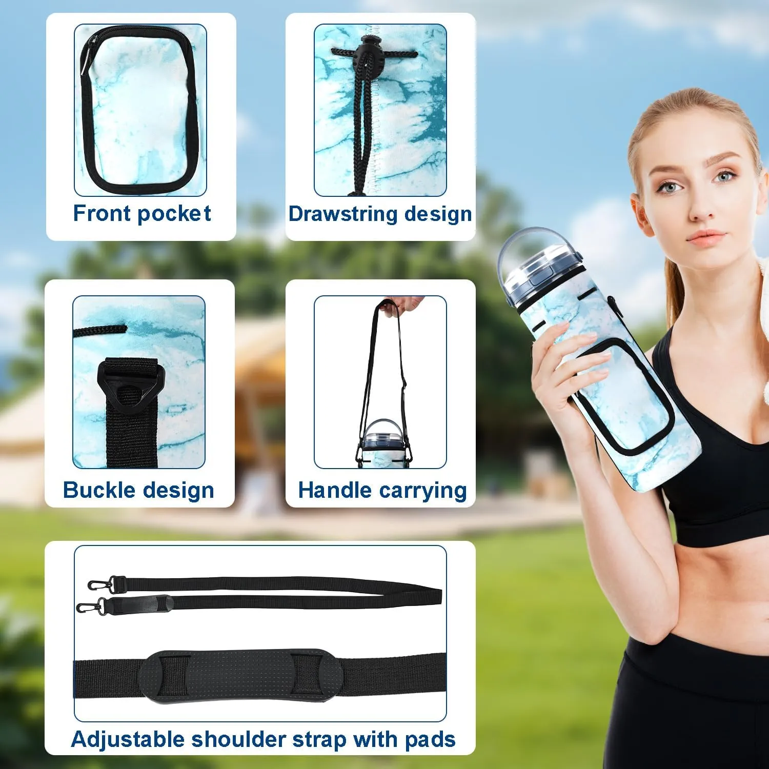 Storage Sleeve Bag for Ninja Blast Portable Blender with Shoulder Strap and Accessory Pocket Compatible with Ninja BC151NV/BC51NV/BC151BK/BC151CR/BC151EM/BC151PR/BC151WH Blast Portable Blender (Blue)