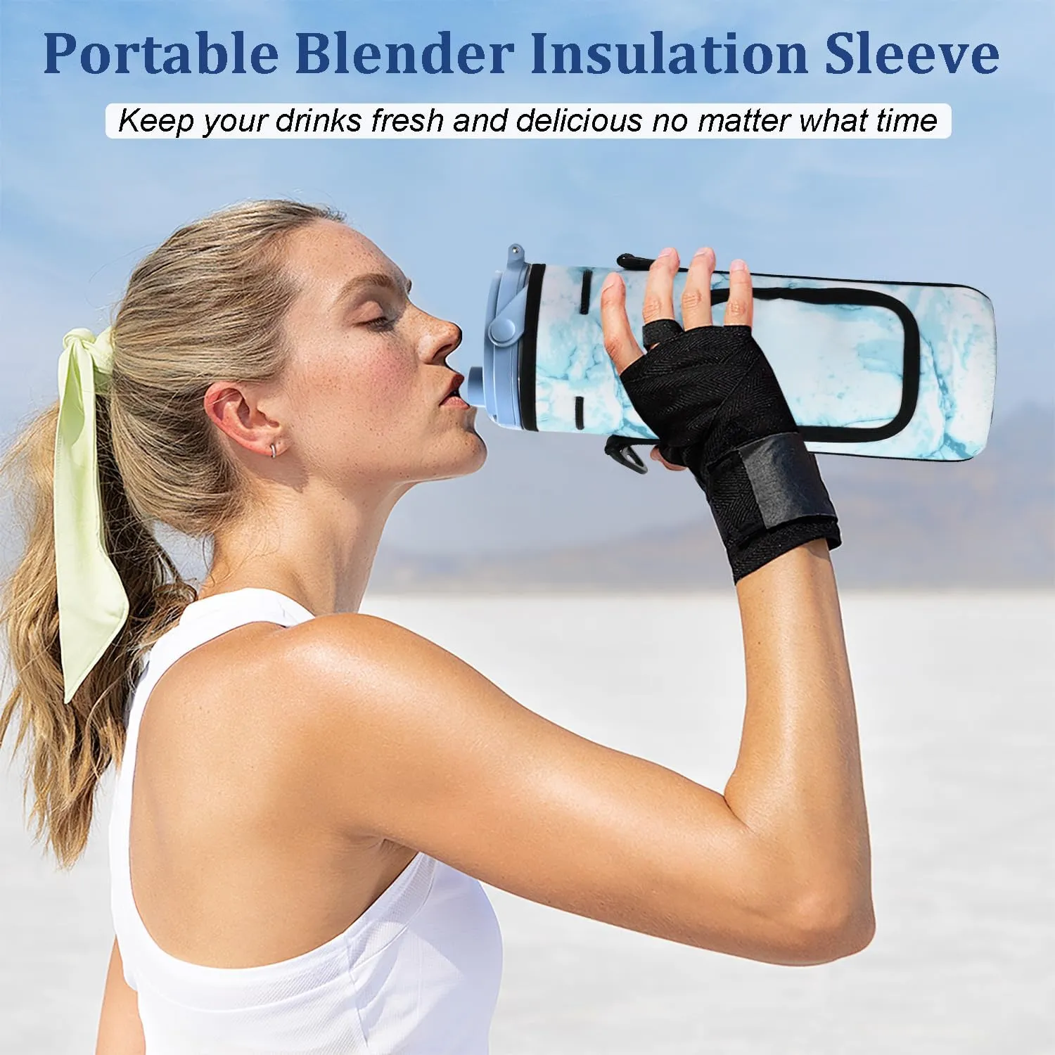 Storage Sleeve Bag for Ninja Blast Portable Blender with Shoulder Strap and Accessory Pocket Compatible with Ninja BC151NV/BC51NV/BC151BK/BC151CR/BC151EM/BC151PR/BC151WH Blast Portable Blender (Blue)