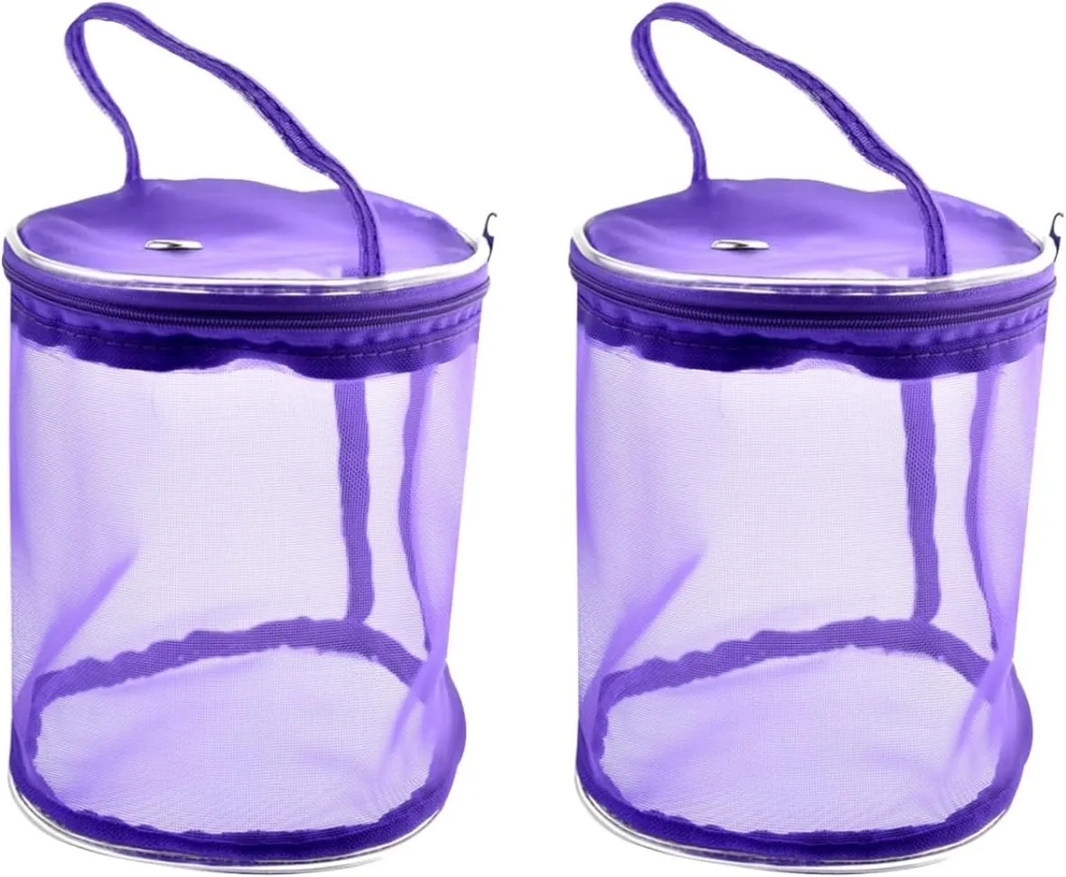 Storage Tote 2pcs Supplies for Round Crochet Knitting Small Hooks Yarn Accessories Mesh Spurple Purple Zipper Organizer Needles Basket Storage Case Wool Empty Storing Tote Travel Tote Bag
