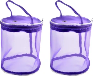 Storage Tote 2pcs Supplies for Round Crochet Knitting Small Hooks Yarn Accessories Mesh Spurple Purple Zipper Organizer Needles Basket Storage Case Wool Empty Storing Tote Travel Tote Bag