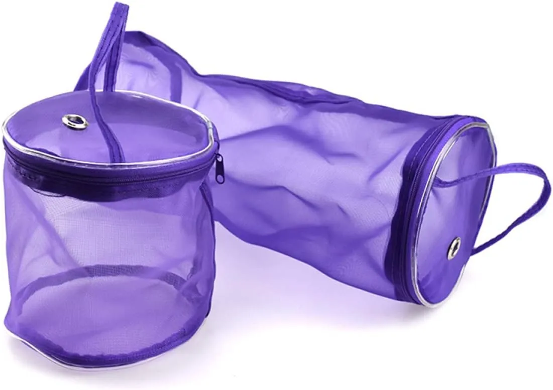 Storage Tote 2pcs Supplies for Round Crochet Knitting Small Hooks Yarn Accessories Mesh Spurple Purple Zipper Organizer Needles Basket Storage Case Wool Empty Storing Tote Travel Tote Bag