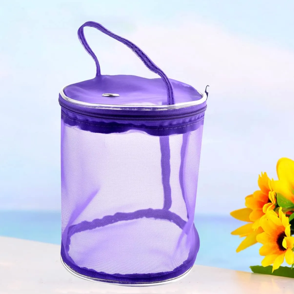 Storage Tote 2pcs Supplies for Round Crochet Knitting Small Hooks Yarn Accessories Mesh Spurple Purple Zipper Organizer Needles Basket Storage Case Wool Empty Storing Tote Travel Tote Bag