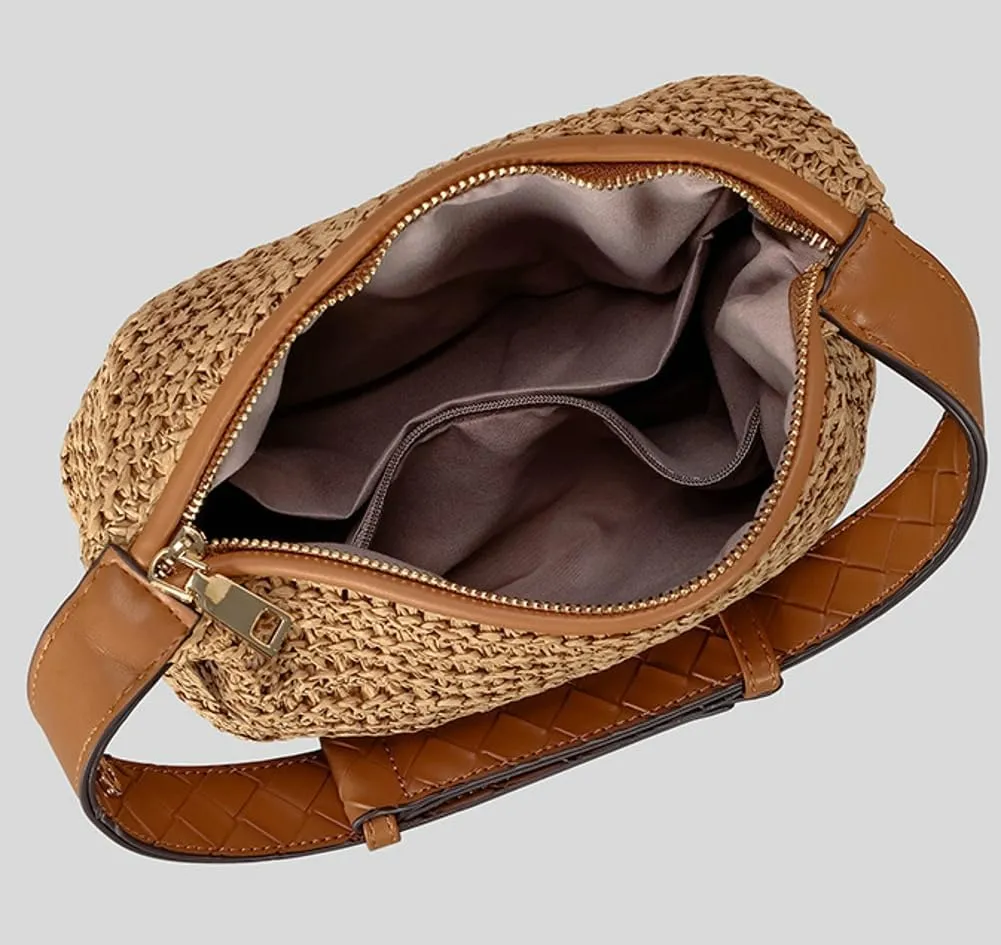 Straw Purses for Women Paper Straw Boho Tote Bag Top-handle Bag Hobo Shoulder Bags for Beach Summer Travel