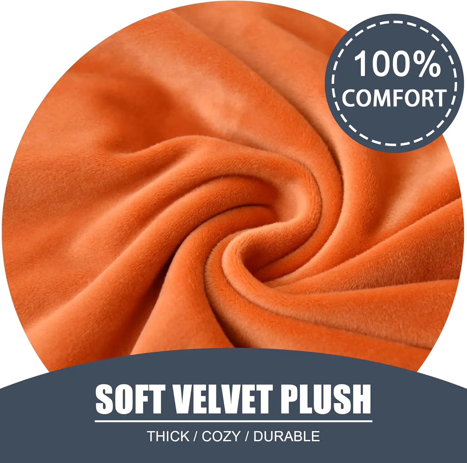 Stretch Cushion Cover, Soft Velvet Plush Cushion Slipcover Seat Sofa Covers Furniture Protector with Elastic Bottom (Orange, 3)