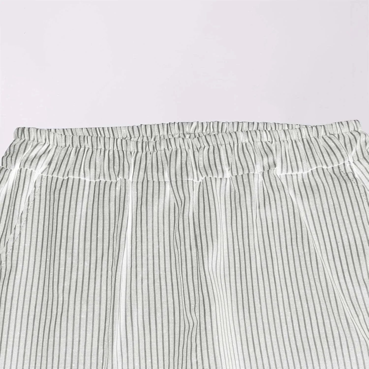 Stripe Cotton Linen Pants Casual 2025 Summer Drawstring Elastic High Waist Straight Plus Size Capri Pants