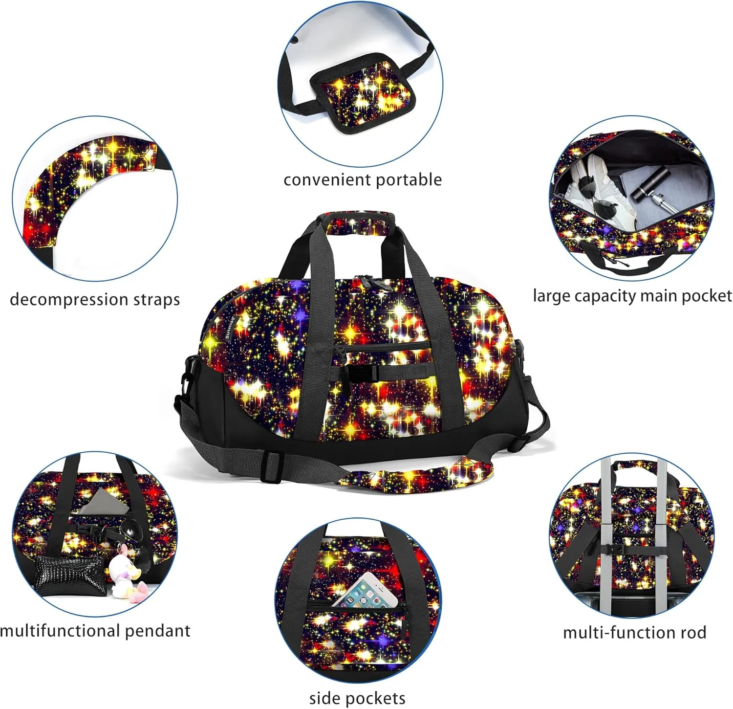 Stumdo Kids Overnighter Duffel Bags for kids, Carry-On Size & Ideal for School Practice or Overnight Travel Weekender Tote for Travel Gym Sport bag for Boys & Girls (11-ddeng)