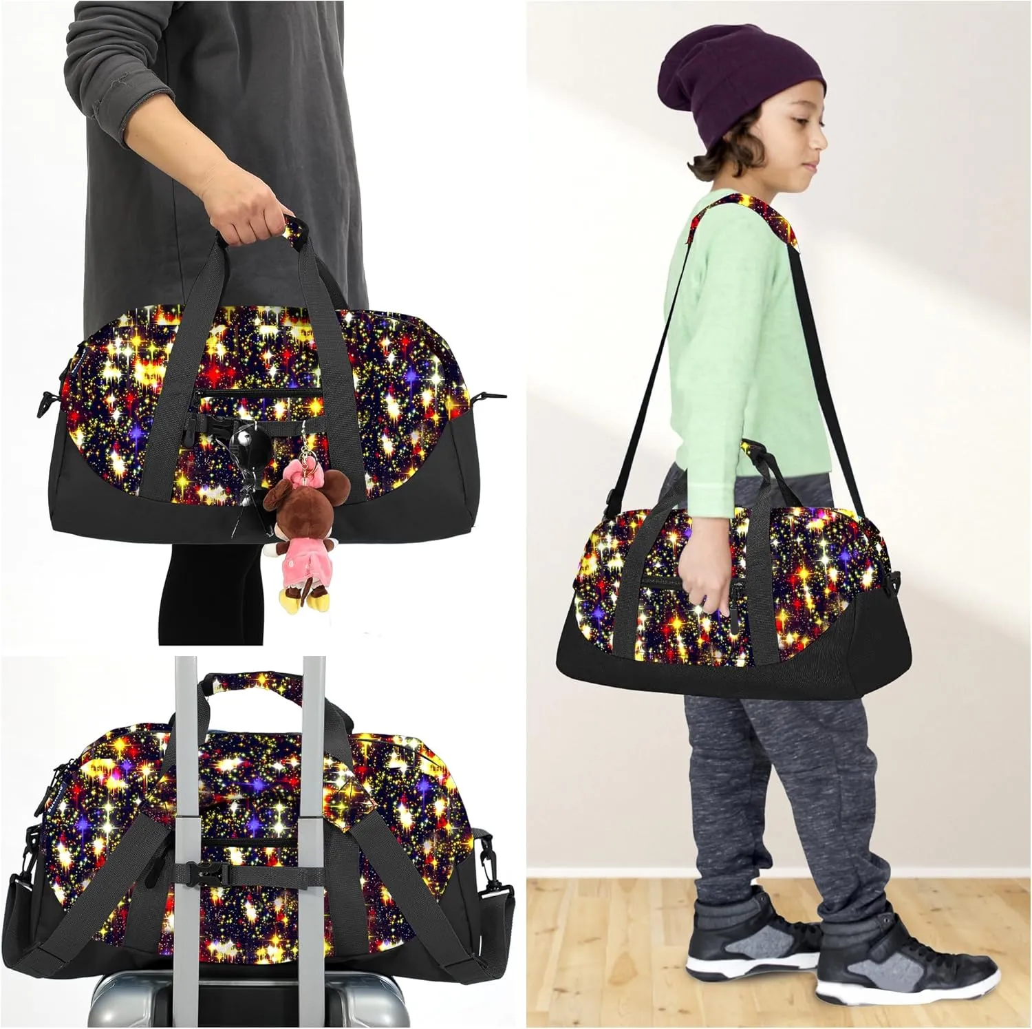 Stumdo Kids Overnighter Duffel Bags for kids, Carry-On Size & Ideal for School Practice or Overnight Travel Weekender Tote for Travel Gym Sport bag for Boys & Girls (11-ddeng)