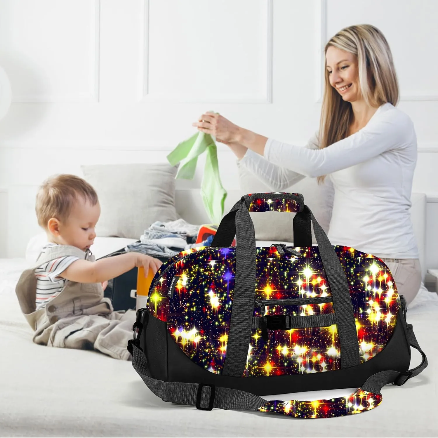 Stumdo Kids Overnighter Duffel Bags for kids, Carry-On Size & Ideal for School Practice or Overnight Travel Weekender Tote for Travel Gym Sport bag for Boys & Girls (11-ddeng)