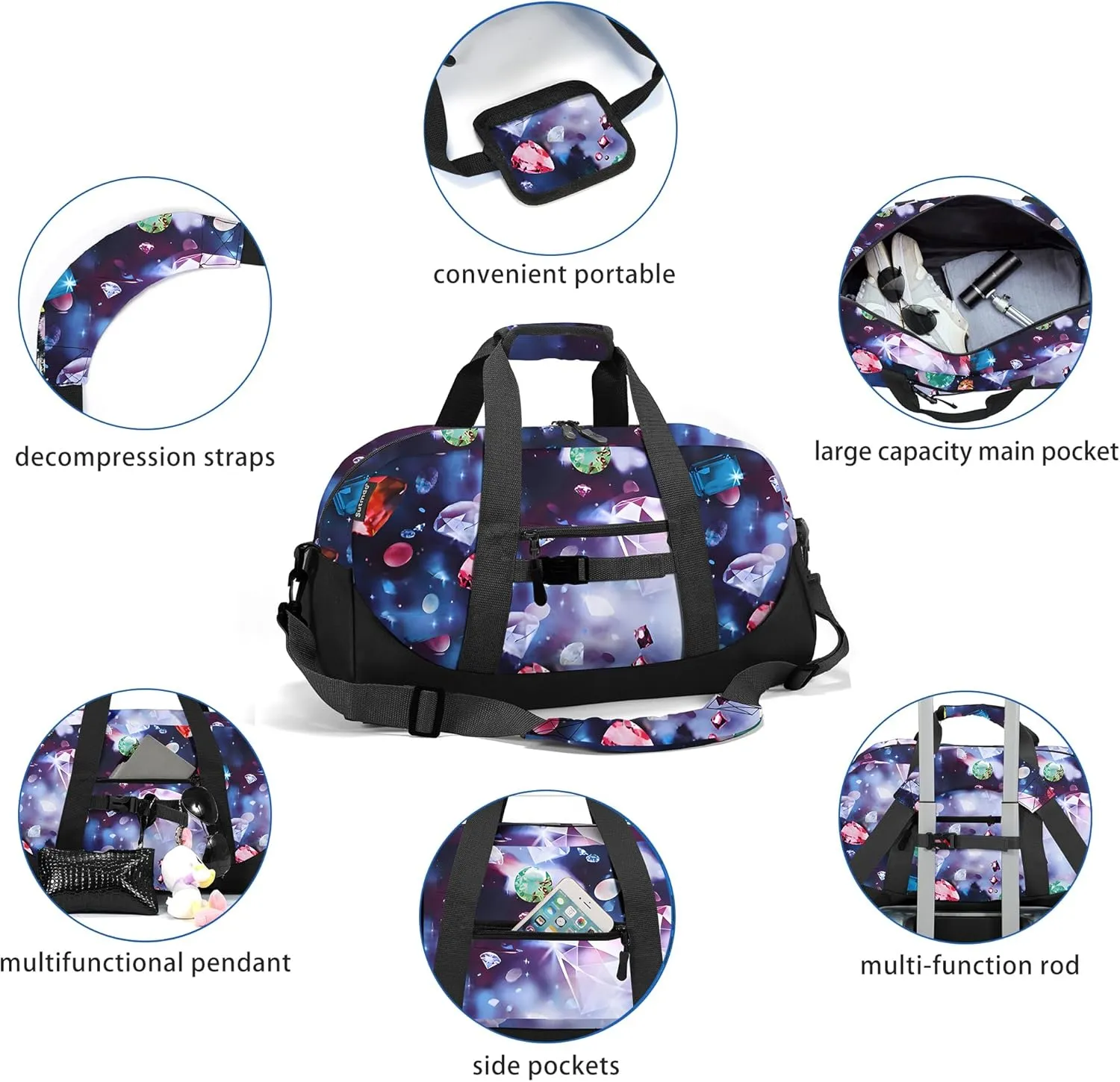 Stumdo Kids Overnighter Duffel Bags for kids, Carry-On Size & Ideal for School Practice or Overnight Travel Weekender Tote for Travel Gym Sport bag for Boys & Girls (11-zshi)