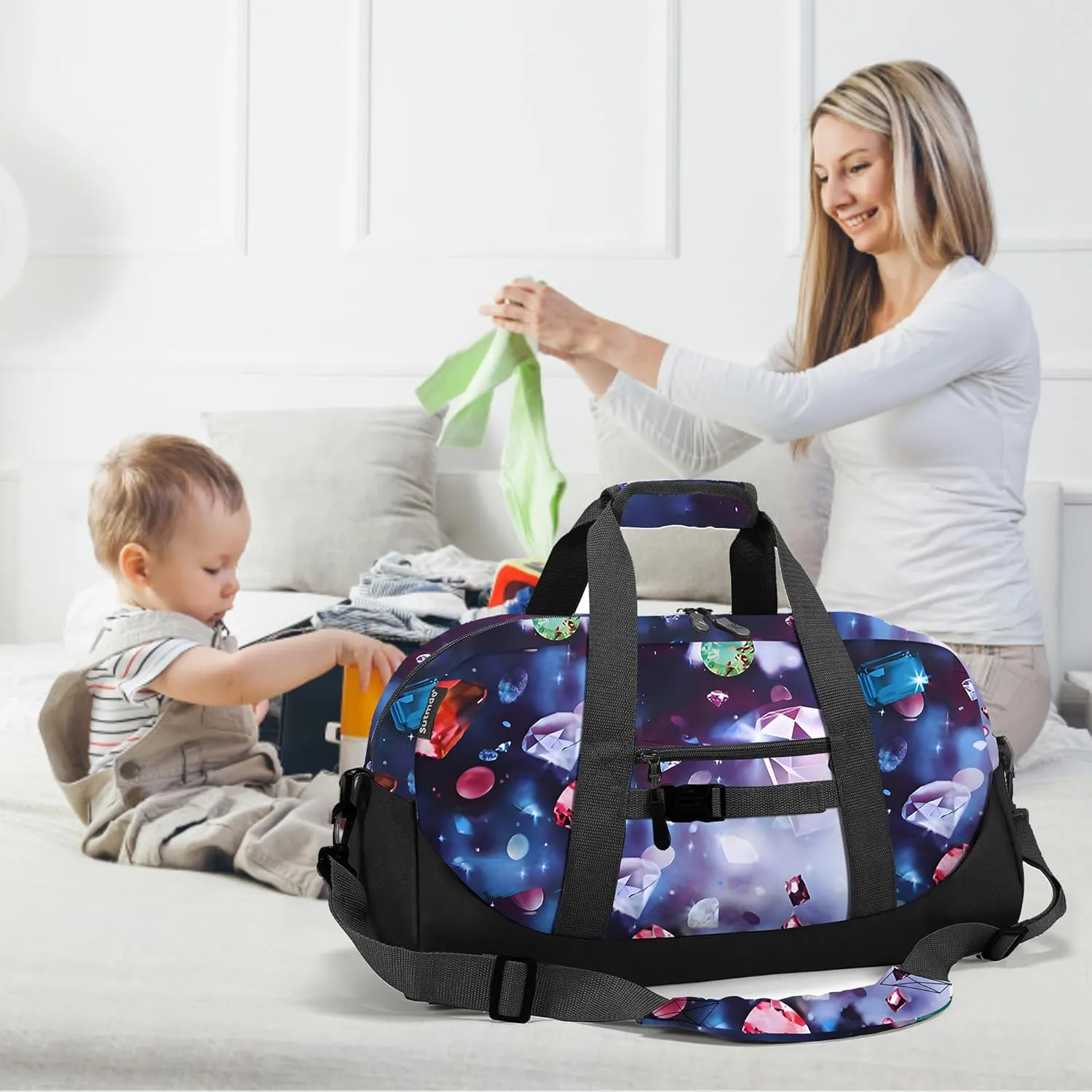 Stumdo Kids Overnighter Duffel Bags for kids, Carry-On Size & Ideal for School Practice or Overnight Travel Weekender Tote for Travel Gym Sport bag for Boys & Girls (11-zshi)