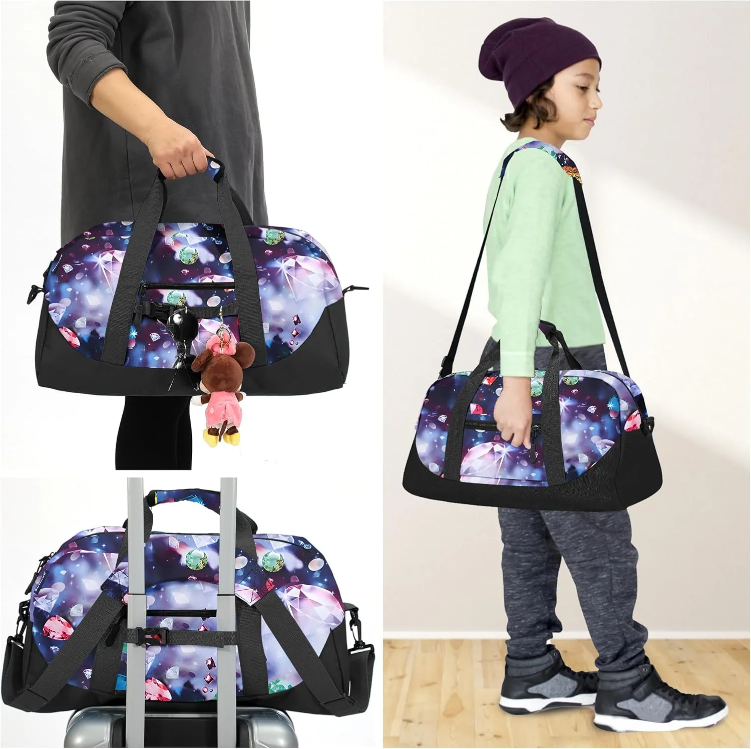 Stumdo Kids Overnighter Duffel Bags for kids, Carry-On Size & Ideal for School Practice or Overnight Travel Weekender Tote for Travel Gym Sport bag for Boys & Girls (11-zshi)