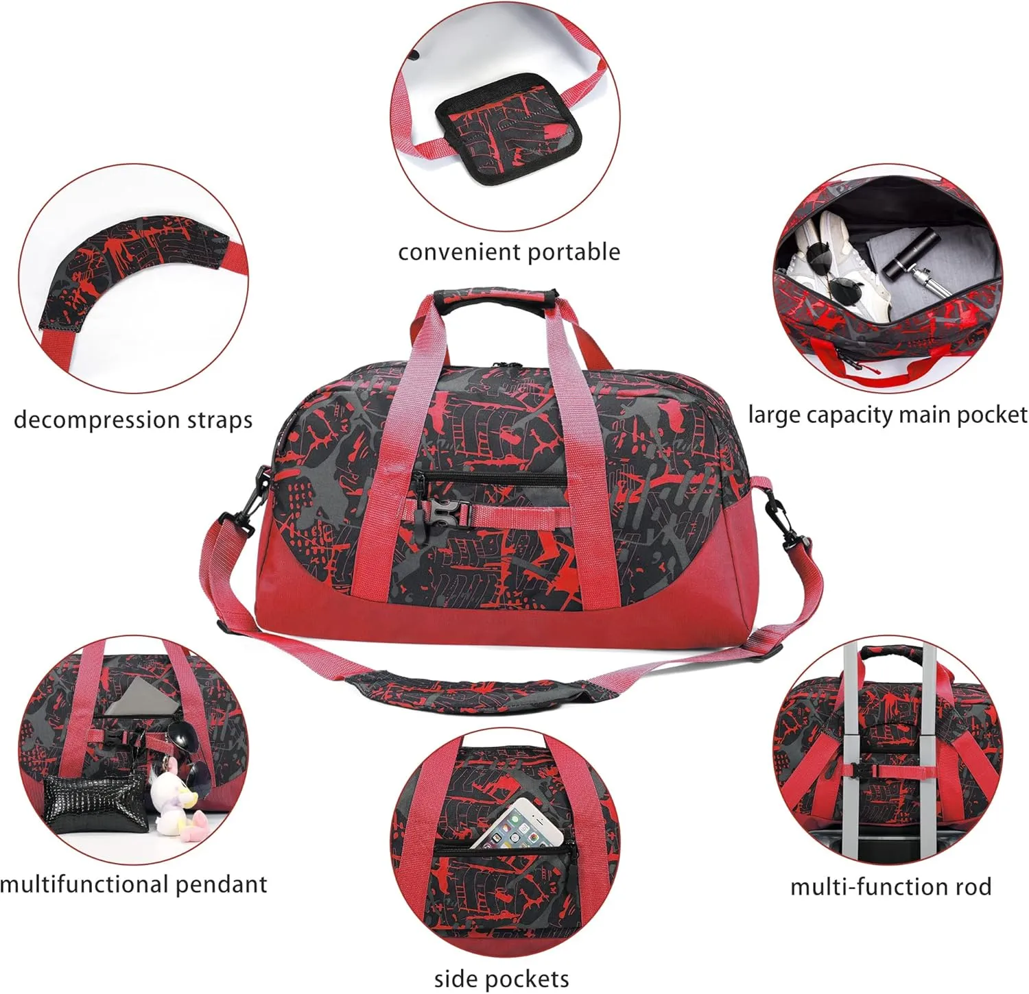 Stumdo Kids Overnighter Duffel Bags for kids, Carry-On Size & Ideal for School Practice or Overnight Travel Weekender Tote for Travel Gym Sport bag for Boys & Girls (11tyhong)