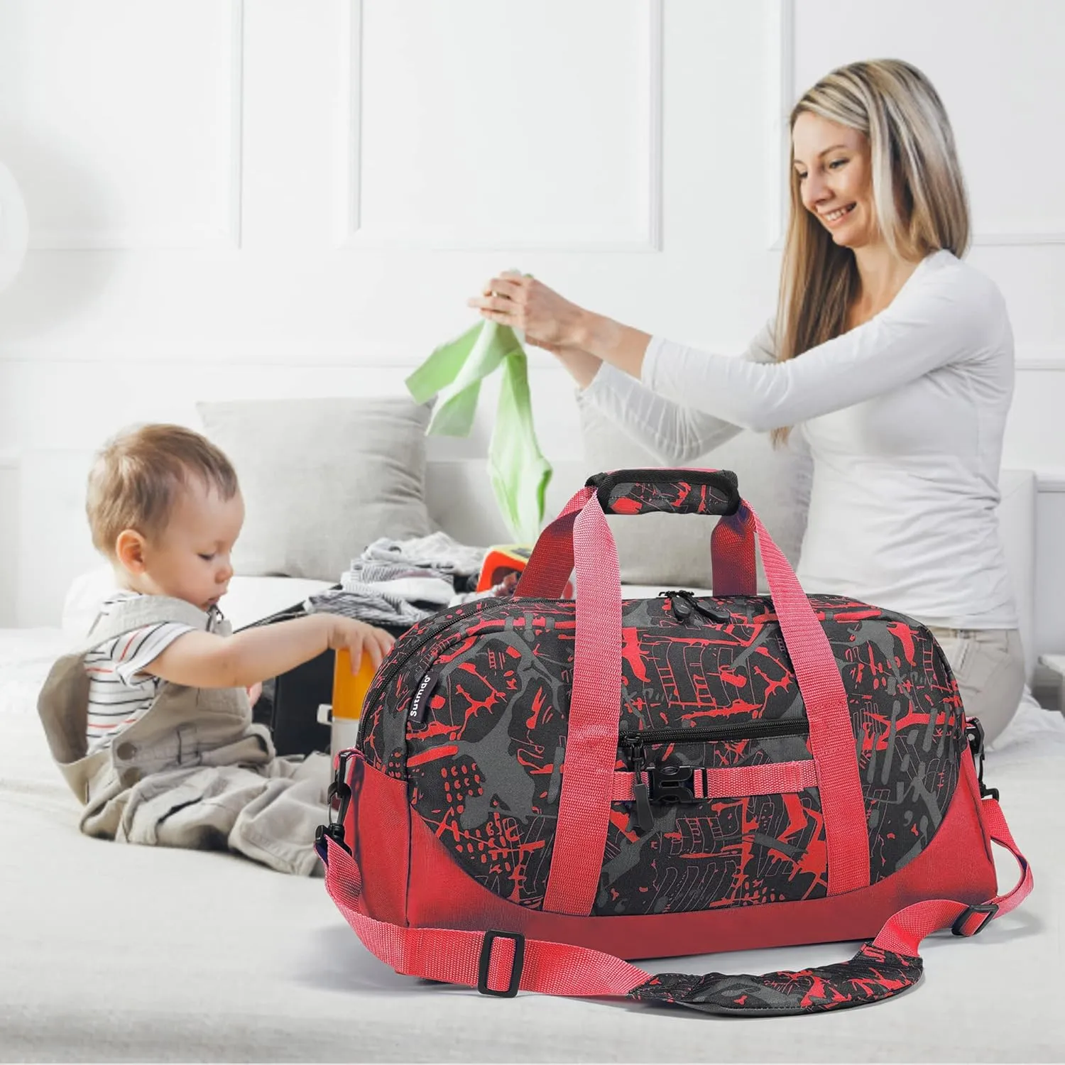 Stumdo Kids Overnighter Duffel Bags for kids, Carry-On Size & Ideal for School Practice or Overnight Travel Weekender Tote for Travel Gym Sport bag for Boys & Girls (11tyhong)