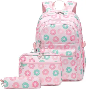 Sugaroom School Backpack for Girls Backpack with Lunch Box Pencil Case Kids Backpack School Bags Primary Elementary Bookbags for Teen Girls