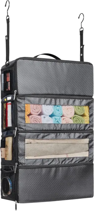 Suitcase Organizer, Travel Luggage Organizer Hanging Shelves Packing Cube Closet/Collapsible Portable Travel Organizer for Carry-on