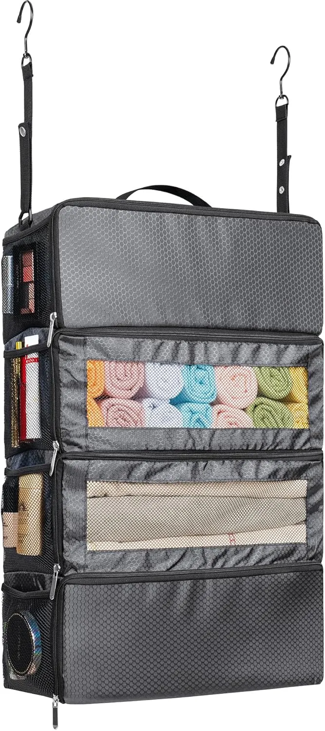 Suitcase Organizer, Travel Luggage Organizer Hanging Shelves Packing Cube Closet/Collapsible Portable Travel Organizer for Carry-on