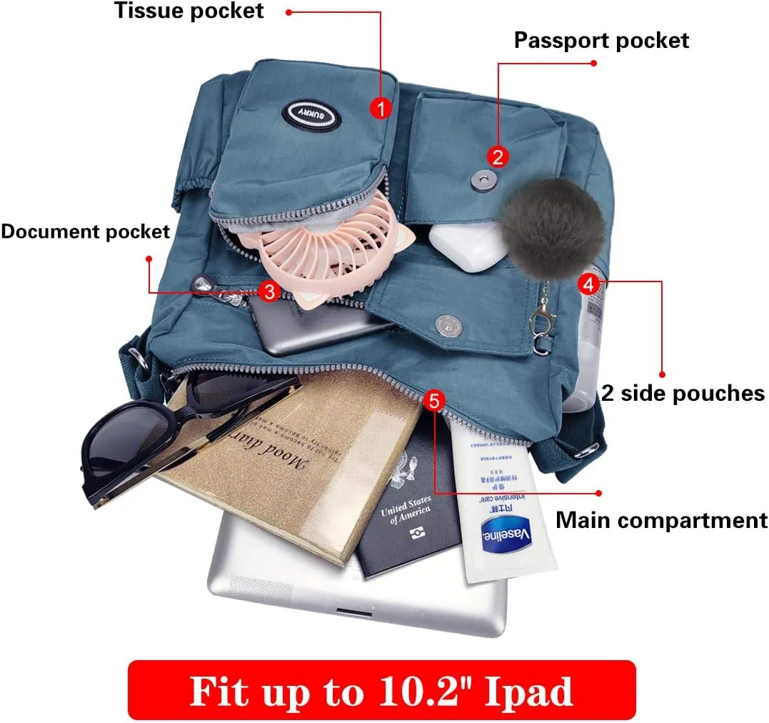 SUKRY Nylon Crossbody Bag for Women with Anti theft RFID Pocket, Waterproof Shoulder Bag Travel Purses and Handbag