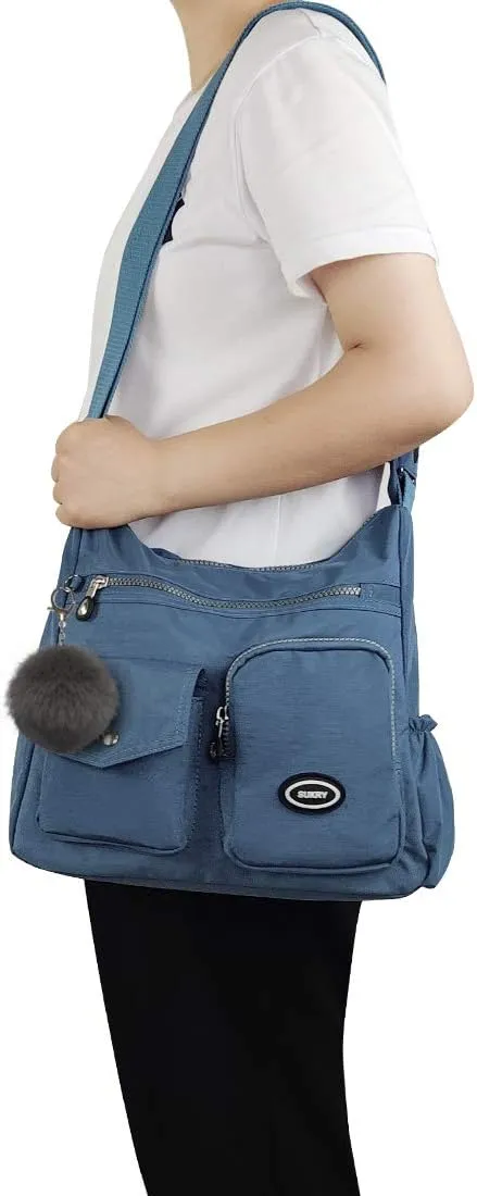 SUKRY Nylon Crossbody Bag for Women with Anti theft RFID Pocket, Waterproof Shoulder Bag Travel Purses and Handbag