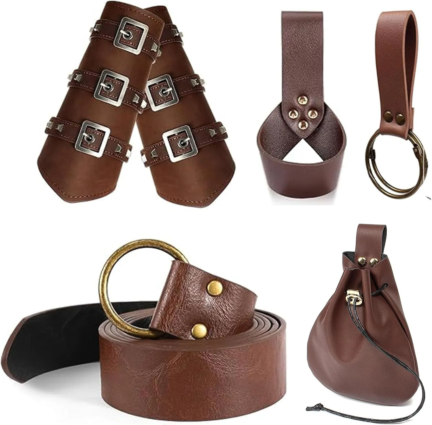 SUMGOGO Renaissance Belt Pouch Viking Bracers Hook Halloween Set Medieval Ren Faire Festival Costume Accessory Cosplay Bag