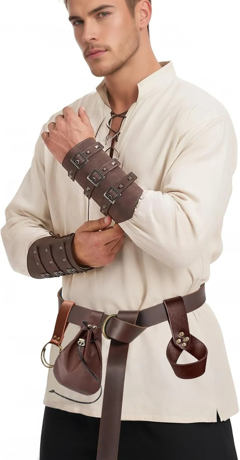 SUMGOGO Renaissance Belt Pouch Viking Bracers Hook Halloween Set Medieval Ren Faire Festival Costume Accessory Cosplay Bag
