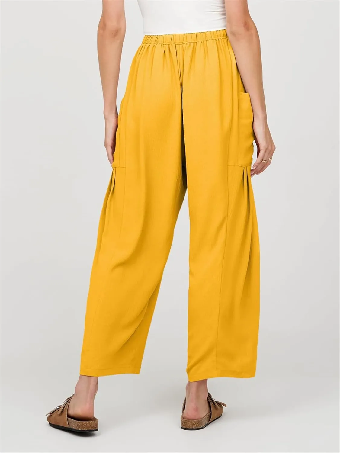 Summer Womens Pants Loose Fit Yoga Pants Workout Sweatpants Solid Color High Waist Elastic Waist Trousers 2025